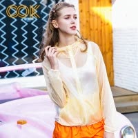 OOK鹅黄色轻薄户外沙滩防晒连帽比基尼罩衫