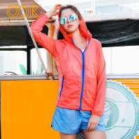 OOK西瓜红色情侣户外沙滩防晒海边度假连帽皮肤衣