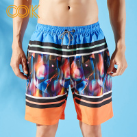 OOK炫彩印花大码时尚宽松男士五分沙滩裤