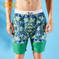 OOK热带印花大码时尚宽松男士五分沙滩裤