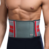 透气弹力运动防护护腰（灰红）