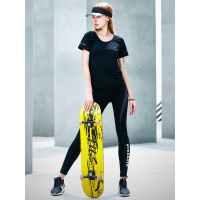 OOK秋冬瑜伽服套装女专业初学者跑步瑜珈运动衣健身服瑜伽文胸瑜伽长裤短袖上衣三件套（黑色深灰色）