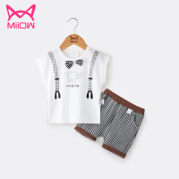 猫人儿童夏装套装韩版潮衣男童女童时尚背心短裤宝宝衣服