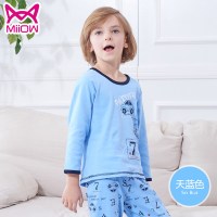 猫人儿童睡衣夏季男童女童家居服套装纯棉长袖中大童空调服薄春夏