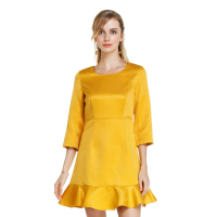 奥伦提(ORITICK) 提花气质七分袖连衣裙