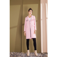 奥伦提(ORITICK)毛呢外套襟花粉色女中长款