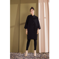 奥伦提(ORITICK)毛呢外套一字领女中长款