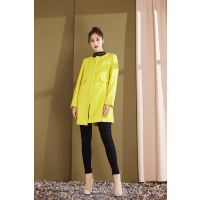 奥伦提(ORITICK)毛呢外套黄色女中长款