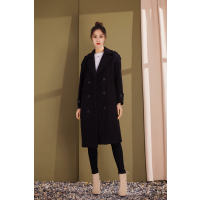 奥伦提(ORITICK)毛呢外套黑色女中长款