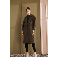 奥伦提(ORITICK)毛呢外套军绿色女中长款