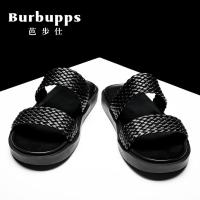 法国品牌Burbupps芭步仕男鞋夏季拖鞋男士真皮防滑凉拖一字拖室外潮流软底沙滩鞋子