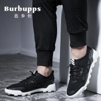 法国品牌芭步仕(Burbupps)男鞋春夏季休闲鞋子网面运动鞋男旅游跑步黑色布鞋潮鞋子男