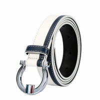 2018新款 女士撞色带身金扣平滑扣细腰带