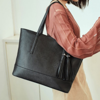 GSQ古思奇2018新款欧美时尚休闲大包流苏包简约大容量托特包购物袋单肩包手提包女包