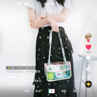 夏款透明包包女2018新款果冻包百搭ins超火斜跨链条小包