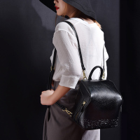 古思奇时尚牛皮女包欧美风范头层牛皮女式双肩包女