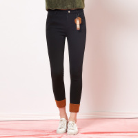 依尚街区ins超火的裤子女2018秋新款时尚百搭黑色高腰韩版休闲裤