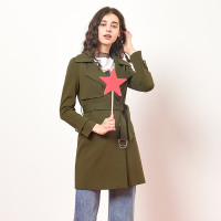 依尚街区chic风衣外套女2018秋新款气质淑女腰带显瘦长袖风衣潮