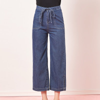 依尚街区牛仔裤女宽松2018秋新款时尚百搭高腰直筒修腿潮流裤子