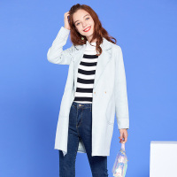 依尚街区风衣女中长款2018秋新款时尚韩版纯色宽松显瘦潮流上衣