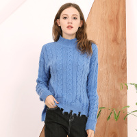 依尚街区流苏毛衣女套头2018秋新款时尚韩版半高圆领长袖上衣潮