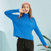 依尚街区小清新毛衣女2018秋新款甜美高领长袖学生韩版宽松线衣