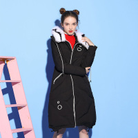 依尚街区真狐狸毛领羽绒服女中长款专柜正品韩范修身显瘦外套潮