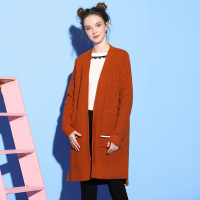 依尚街区针织开衫女2018早冬新款时尚韩范宽松显瘦中长款外套潮