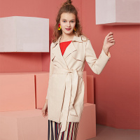 依尚街区风衣外套女2019春新款气质淑女纯色西装领韩范显瘦上衣