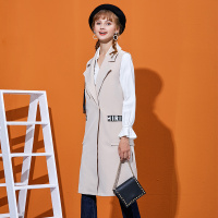 依尚街区马甲女中长款2019新款时尚bf原宿学生字母潮流洋气外套