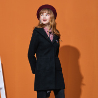 依尚街区韩版学生连帽大衣女中长款2019春装新款时尚百搭呢外套