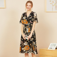 依尚街区甜美印花a字裙女2019春新款时尚小清新chic韩版连衣裙子