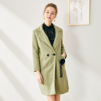 依尚街区韩版大衣女中长款2019新款时尚百搭西装领宽松显瘦外套