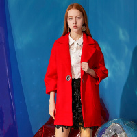 依尚街区中长款大衣女2019春新款时尚韩版纯色宽松显瘦风衣外套