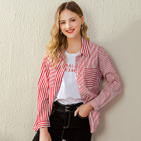 依尚街区条纹衬衫女基础百搭显瘦叠穿学院风上衣2020春秋新款