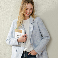 依尚街区西装外套女2020春秋新款纯色百搭显瘦气质OL通勤风上衣