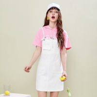 依尚街区学生韩版宽松显瘦背带裙女2020夏新款时尚百搭纯色裙子