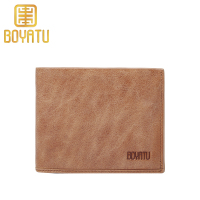 柏雅图(boyatu)头层牛皮钱包男短款休闲简约百搭真皮钱夹超薄复古