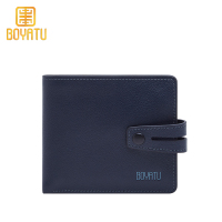 柏雅图(boyatu)头层牛皮短款钱包男士包包超薄真皮钱夹