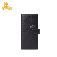 柏雅图(Boyatu)男士钱包头层牛皮时尚Y字压纹设计真皮长款钱夹