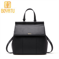 柏雅图（Boyatu）双肩包2018通勤包学院风旅行牛皮背包女