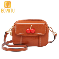 柏雅图(boyatu)女包2019新款时尚牛皮休闲单肩斜挎包