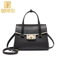 柏雅图(boyatu)牛皮鳄鱼纹手提包女职业百搭真皮单肩斜挎包女大容量