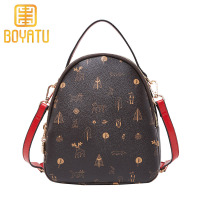柏雅图(boyatu)印花双肩包女大容量包包女2019夏季新款时尚背包女
