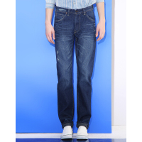 LEE 男装蓝色中腰修身直脚洗水牛仔裤 L12726Y901DB