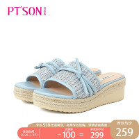 百田森夏季新款拖鞋女外穿时尚百搭学生懒人厚底坡跟沙滩凉鞋_1