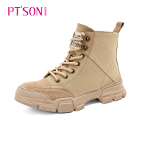 百田森马丁靴女英伦风秋冬新款厚底短靴女潮圆头粗跟户外靴