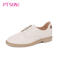 百田森女鞋新款英伦小皮鞋百搭学院风网红平底真皮舒适单鞋女