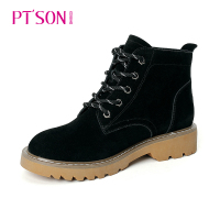 靴靴女低帮百田棕色女矮浅口款短款靴子百搭马丁森筒时尚短英伦