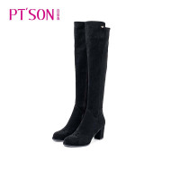 百田森过膝靴女粗跟商场同款冬季高筒靴弹力瘦瘦长靴高跟女靴